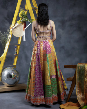 Multicolored patchwork lehenga