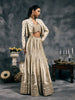 Ivory fish-cut mirror work lehenga