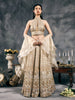 Ivory high-neck lehenga