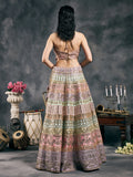 Multi pastel mirror work lehenga