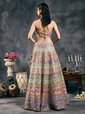 Multi pastel mirror work lehenga
