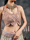 Multi pastel mirror work lehenga