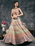 Multi pastel mirror work lehenga