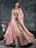 Multi pastel mirror work lehenga