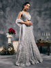 Silver fish-cut sequin lehenga