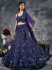 Purple fish-cut sequin lehenga