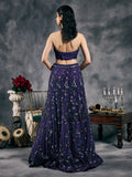 Purple fish-cut sequin lehenga