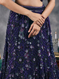 Purple fish-cut sequin lehenga