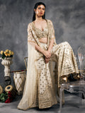 Ivory net cape sharara