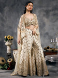 Ivory net cape sharara