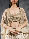 Ivory net cape sharara