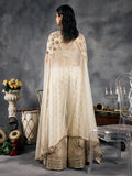 Ivory net cape sharara