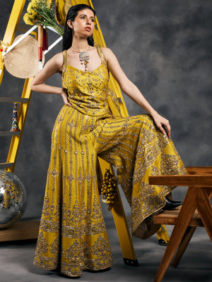 Olive mirror work sharara