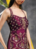 Plum zardozi and mirror work garara
