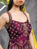 Plum zardozi and mirror work garara