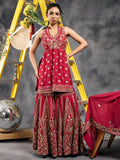 Fuchsia mirror work peplum garara
