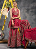 Fuchsia mirror work peplum garara