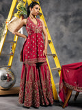 Fuchsia mirror work peplum garara