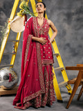 Fuchsia mirror work peplum garara
