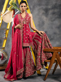 Fuchsia mirror work peplum garara