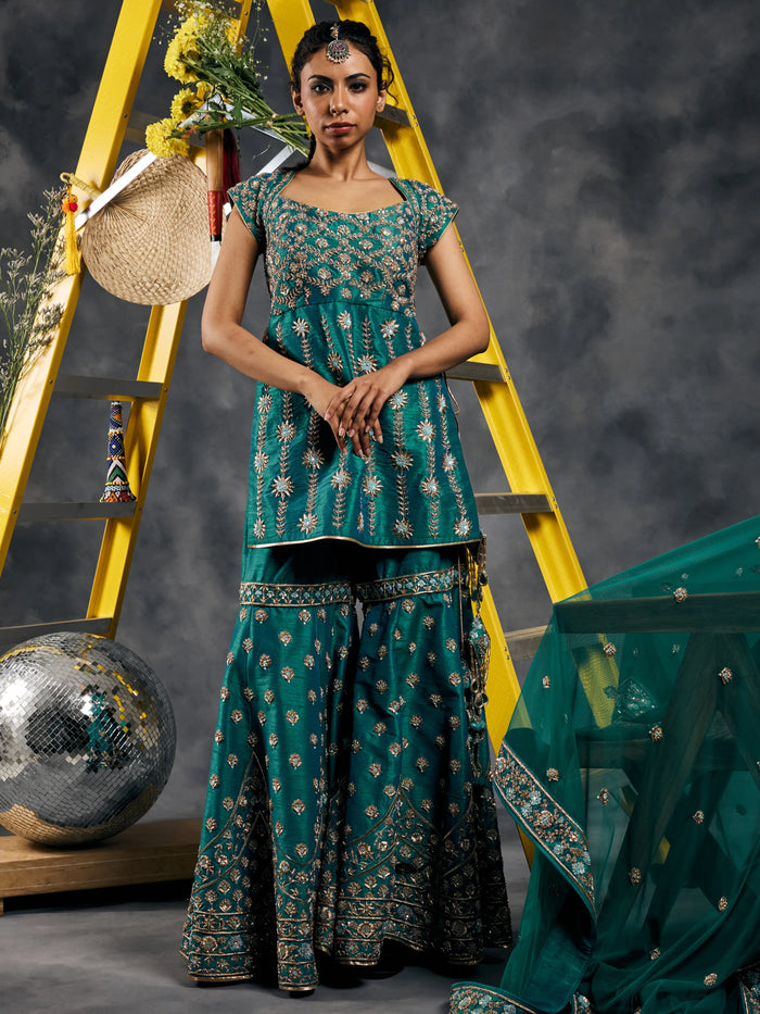 Rama green peplum garara