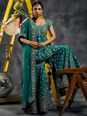 Rama green peplum garara