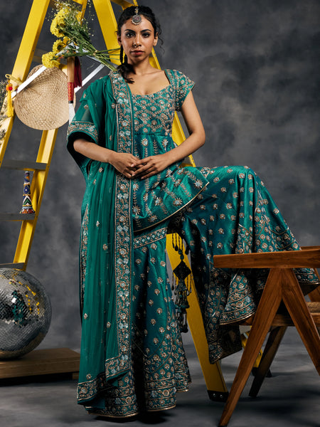 Rama green peplum garara