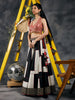 Black and white geometric patchwork lehenga
