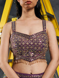 Aubergine fish-cut lehenga