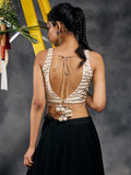 Ivory Sleeveless Zari Chanderi Blouse