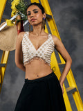 Ivory Sleeveless Zari Chanderi Blouse