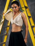 Ivory Sleeveless Zari Chanderi Blouse