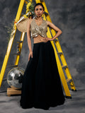 Ivory Gold Mirror Work Halter Blouse