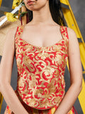 Flame striped patchwork lehenga