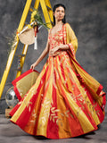 Flame striped patchwork lehenga