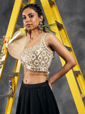 Ivory Shimmer Mirror Work Sleeveless Blouse
