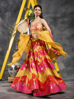 Gota multicolored chevron lehenga