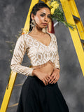 Ivory Zari Chanderi Swarovski Work Blouse