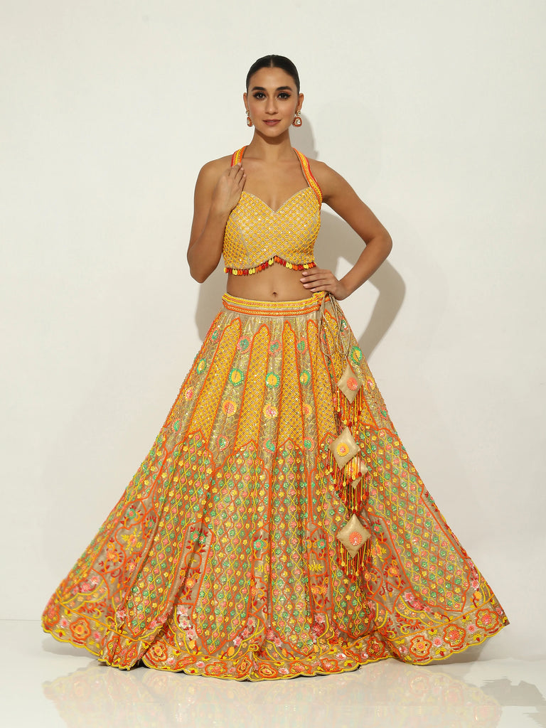 Boho beadwork Lehenga