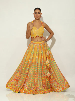 Boho beadwork Lehenga