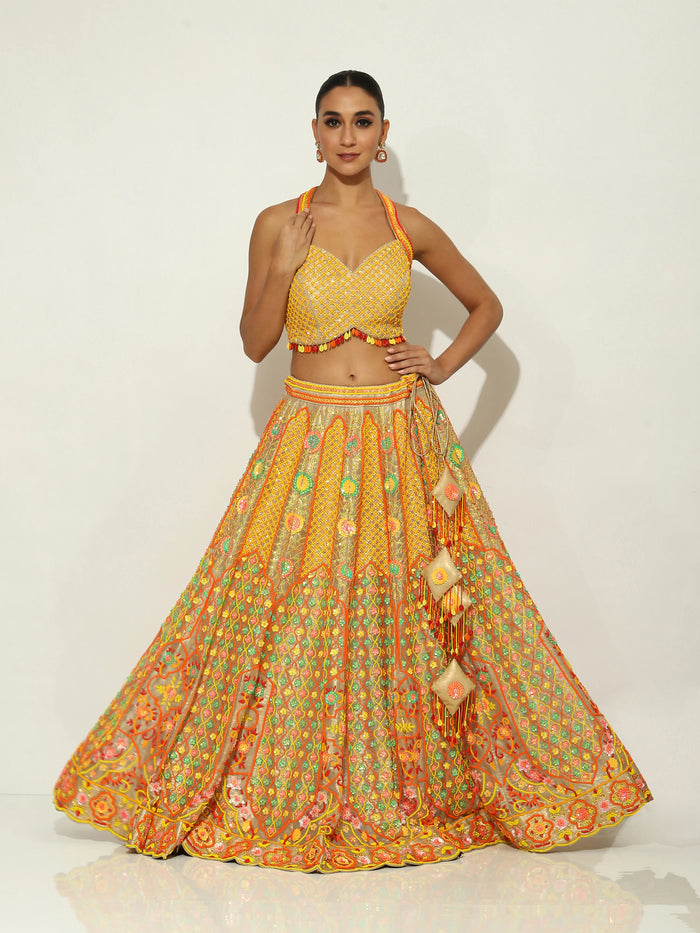 Boho beadwork Lehenga