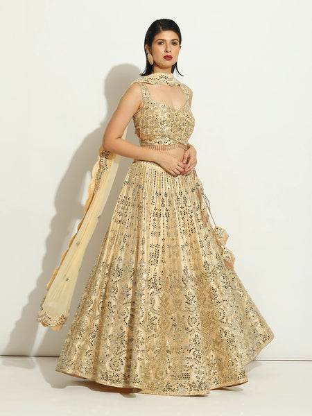 Ivory Mirror Criss-Cross Lehenga