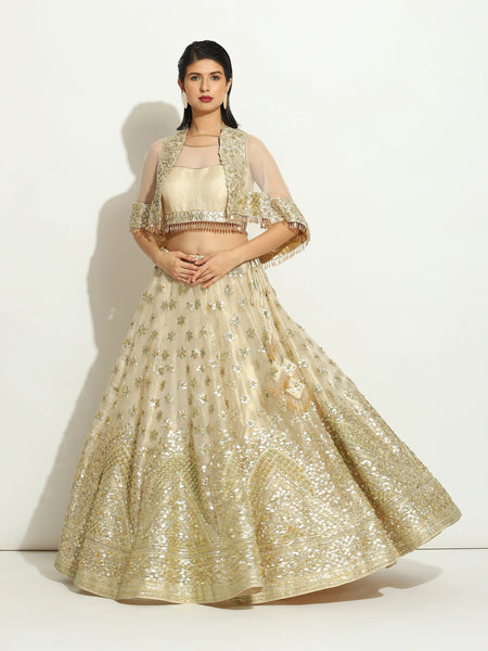 Ivory Shimmer Shrug Lehenga