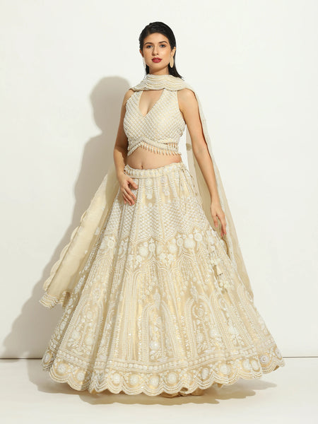 Ivory Pearl Halter neck Lehenga