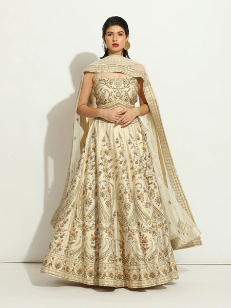 Ivory  Zardozi & Sequin Lehenga