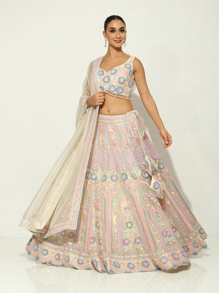 Pastel Embellished Beadwork Lehenga