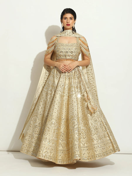 Ivory Mirror & Trinket Lehenga