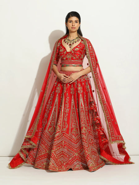 Majestic Red Zardozi Lehenga