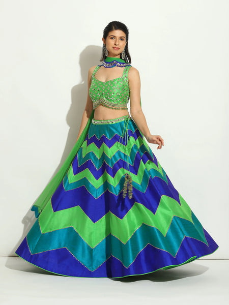 Light Aqua Chevron Lehenga