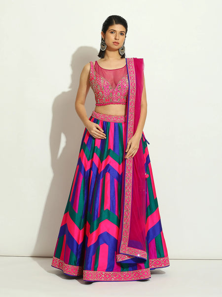 Fuchsia Chevron Lehenga